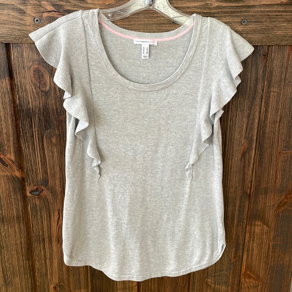 GUC Isaac Mizrahi Cotton Sweater with ruffle sleeves